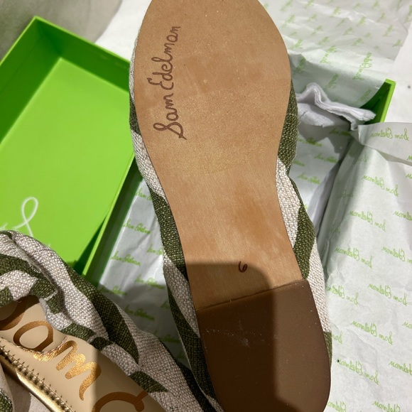 Sam Edelman Felicia green zebra linen ballet flats size 6 - Picture 5 of 8